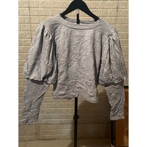 Swank A Posh Gray‎ Long Sleeve Puff Sleeve Top Blouse Size L